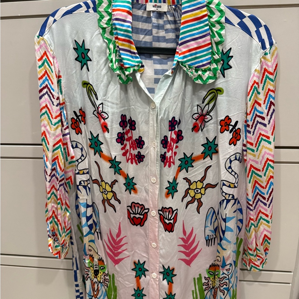 Me369 Multicolor Patterned Button Down Shirt - image 1